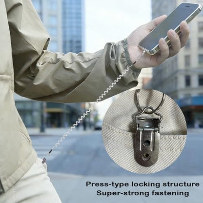 Prime Comfort Phone Tether with Carabiner Clip and 360° Tether Tab, Cell Phone Tether Lanyard with Retractable Keychain - color: Clear