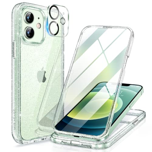Miracase Glass Series for iPhone 12/12 Pro Case 6.1 inch, Upgraded Full-Body Rugged Phone Bumper Case Cover with Built-in 9H Tempered Glass Screen Protector and Camera Protector, Clear Glitter - color: Clear Glitter, size: iPhone 12/12Pro
