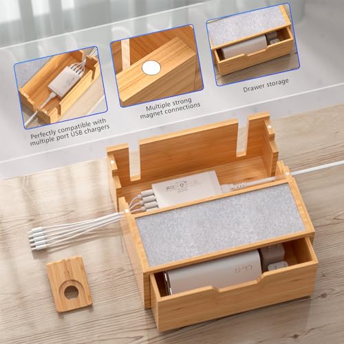 Pezin & Hulin Charging Station Dock with Charger HUB and Cables-Natural - color: Natural (With Charger)