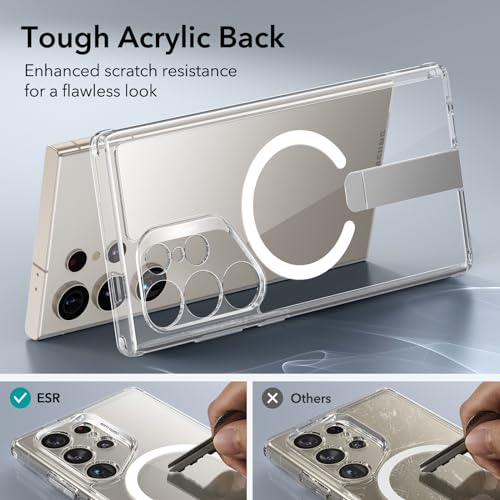 ESR for Samsung Galaxy S24 Ultra Magsafe Case with Kickstand, Wireless Charging Compatible with Magnetic, 3 Stand Modes, Military-Grade Protection, Shockproof Case Slim Fit for S24 Ultra, Clear - color: Magsafe Boost-Clear