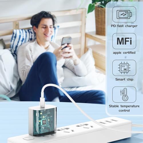 iPhone Fast Charger[MFi Certified],iPhone Fast Charging Cube USB C Charger - color: White 10feet