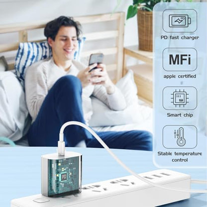 iPhone Fast Charger[MFi Certified],iPhone Fast Charging Cube USB C Charger - color: White 10feet