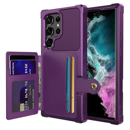 for Samsung Galaxy S23 Ultra Case with Card Holder, Compatible with Magnetic Car Mount, Heavy Duty Shockproof Rugged Soft TPU Back Leather Flip Wallet Cover Galaxy S23 Ultra 6.8", Purple - color: Purple, size: Samsung Galaxy S23 Ultra
