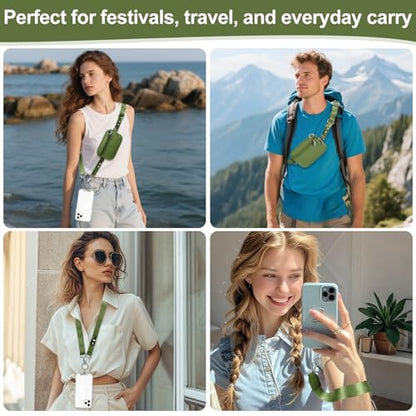 Phone Lanyard Crossbody with Detachable RFID Wallet (Green) - color: Green, size: Medium
