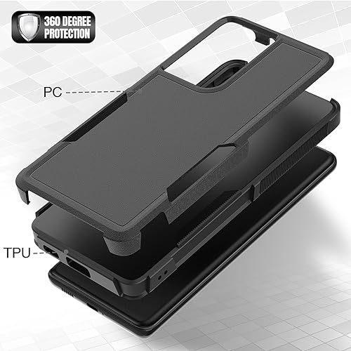 for Samsung Galaxy S24 Ultra Case: Dual Layer Protective Heavy Duty Cell Phone Cover Shockproof Rugged with Screen Protector - Military Protection Bumper Tough - Samsung Galaxy S24 Ultra 2024, Black - color: Black (PC) + Black (TPU)