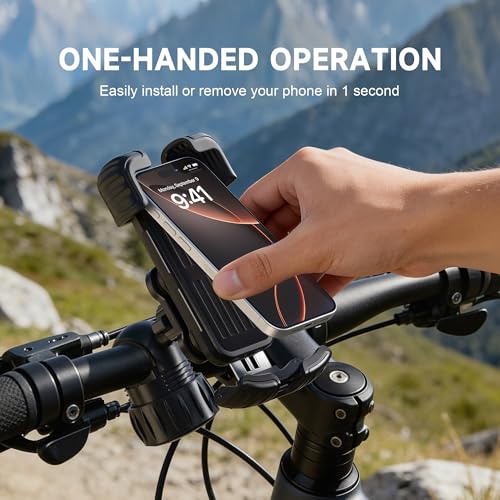 suoso Motorcycle Phone Mount with Upgraded Alloy Shock Absorber – Anti-Vibration Bike Phone Holder, Easy Install, Secure Safety Lock, 360° Rotation, Fits iPhone & Samsung 4.7–6.8" Phones