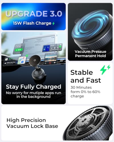 MRGLAS 【Upgraded】 15W for iPhone 18 Pro Max MagSafe Car Mount Phone Charger