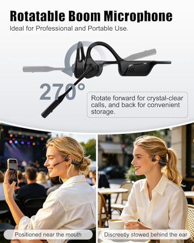 Open-Ear Bluetooth Wireless Trucker Headset with Microphone (Dark) - color: DARK