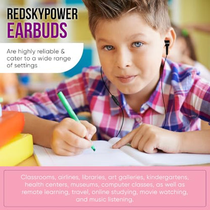 5 Pack Bulk Wired Earbuds with Microphone, In Ear Headphones 3.5mm Jack, 4ft Tangle Free Cable, Comfortable Fit, Affordable and Cost Effective, Ideal for School Classroom Testing Students, Black