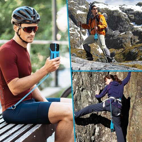 HOTEMIA Silicone Phone Lanyard Holder with Carabiner, Universal Phone Strap,Anti-Theft Phone Case with retractable tether - color: Blue