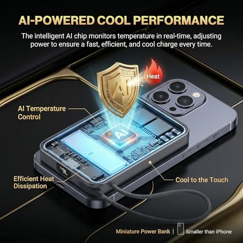 2026 FIFA Licensed 10000mAh Magnetic Power Bank with Built-in Cable and Stand, 15W Wireless Battery Pack for iPhone 17/16 Series, Apple Watch, FIFA World Cup 2026 Official Merchandise, Blue USA Badge - color: Titanium Grey + Blue USA Badge