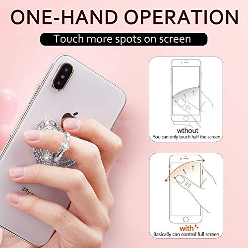 Bling Heart Phone Ring Stand, Crystal Rhinestone Sparkly Finger Grip Holder