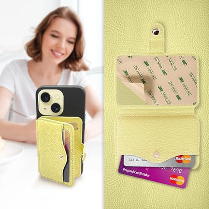 M-Plateau Phone Wallet Stick on for Cases, Sticky Wallet for Back of Phone - color: Yellow