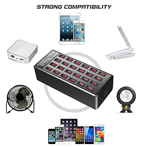 100w 24(20A) Port, USB Fast Charging Station,Travel Desktop USB Rapid Charger,Multi Ports Charging Station Organizer Compatible with Smartphones,Tables,and More Devices - size: 24-port