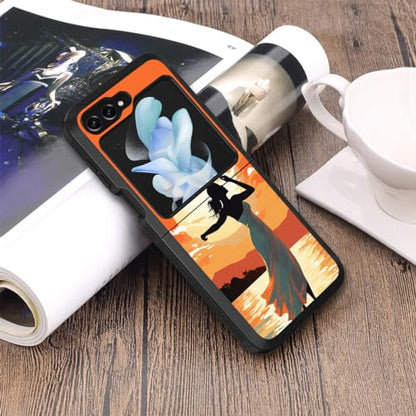 for Samsung Galaxy Z Flip 5 Case, Heavy Duty Dual Layer Hybrid Military Grade Shockproof Drop Folding Protective Cover for Samsung Galaxy Z Flip 5 5G 2023, Back View of Girl on Sunset Beach - color: Back View of Girl on Sunset Beach
