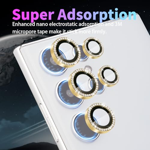 Camera Lens Protector for Samsung Galaxy S22 Ultra, Diamond Gold - color: Diamond Gold