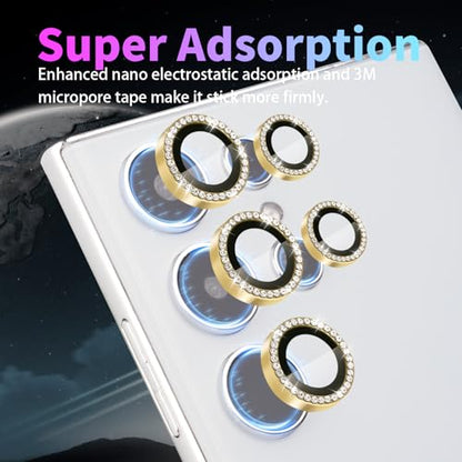 Camera Lens Protector for Samsung Galaxy S22 Ultra, Diamond Gold - color: Diamond Gold