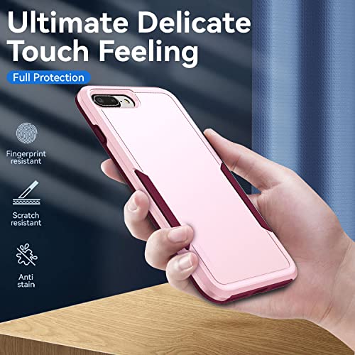 for iPhone 7 Plus Case,with HD Screen Protector,[Military Grade Drop Tested] Heavy-Duty Tough Rugged Shockproof Protective Phone Case for iPhone 8 Plus 5.5”, Pink - color: Pink