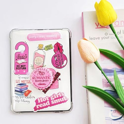 Cute Pink Round Expandable Collapsible Grip, for with Kindle E-Readers, iPhones and Smartphones,Rotating Folding Elastic Base, A Gift for Book Lover - color: ROMANTIC