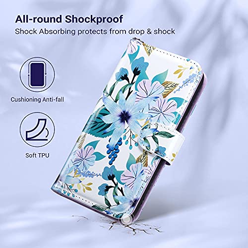 ULAK for iPhone SE 3(2022)/SE(2020)/8/7 Wallet Case with Card Holder, Premium Floral PU Leather Flip Case with Kickstand Card Slots,Wrist Strap, Durable Shockproof Cover 4.7 Inch, Blossom | Premium PU Leather Flip Case with Kickstand Card Slots,RFID Block