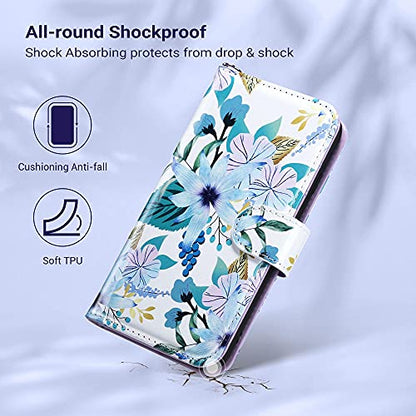 ULAK for iPhone SE 3(2022)/SE(2020)/8/7 Wallet Case with Card Holder, Premium Floral PU Leather Flip Case with Kickstand Card Slots,Wrist Strap, Durable Shockproof Cover 4.7 Inch, Blossom | Premium PU Leather Flip Case with Kickstand Card Slots,RFID Block
