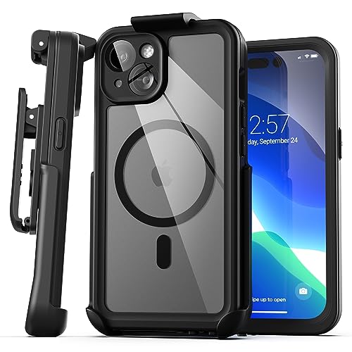 Encased Titan Designed for iPhone 15 Waterproof Case with Belt Clip (Compatible with MagSafe) Full Body Protective Phone Case with Holster (iPhone 15) - size: iPhone 15