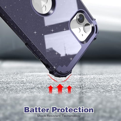 IDweel for iPhone 11 Case with Screen Protector(Tempered Glass), Hybrid 3 in 1 Shockproof Slim Fit Heavy Duty Protection Hard PC Cover Soft Silicone Bumper Full Body Case,Glitter Navy Blue - color: Glitter Navy Blue