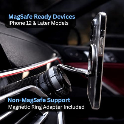 GraviX Magnetic Car Phone Holder for MagSafe, Powerful Magnet, Strong Suction, Anti-Vibration ARM, 360° Adjustable Dashboard & Windshield Car Mount