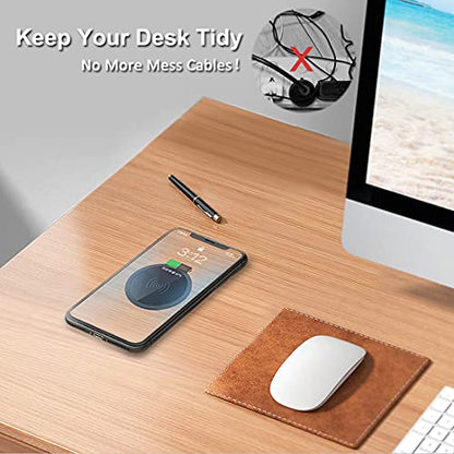 15W Fast Wireless Charging Station Pad Compatible with iPhone 16/16e/16 Pro/16 Pro Max 16 15 14 13 12 11 Series Samsung Galaxy S25 S24 S23 S22 S21 Note 20 (Desk Wireless Charging)