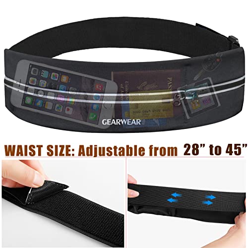 Running Belt | Runner Fanny Pack for Women and Men | Adjustble Waist Band Pack for Storage Phone - color: Gray/27"-43"