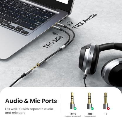 UGREEN Headphone Splitter for Computer 3.5mm Female to 2 Dual 3.5mm Male