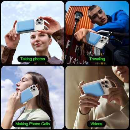 for Magsafe Portable Charger, 5000mAh Slim Wireless Magnetic Power Bank | 20W USB-C Power Delivery,LED Display,Travel Essential for Magsafe Battery Pack Compatible with iPhone 17-12 Series - color: Light Blue
