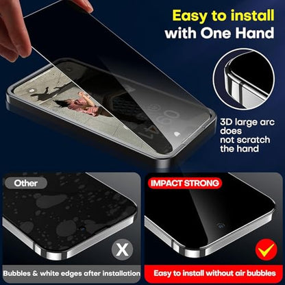 ImpactStrong Anti-Spy Privacy Screen Protector for iPhone 16 Pro Max (6.9-Inch), 9H Tempered Glass, Shatter-Resistant, Anti-Scratch, Easy Install Kit, Case Friendly, 2-Pack - size: iPhone 16 Pro Max