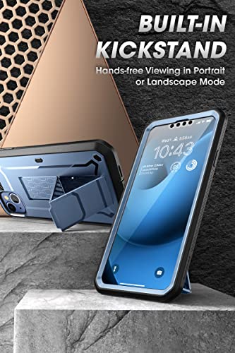 SUPCASE for iPhone 14 Case with Stand & Belt-Clip (Unicorn Beetle Pro), [Built-in Screen Protector] [Military-Grade Drop Protection] Heavy Duty Rugged Phone Case for iPhone 14 / iPhone 13, Blue | Built-in Kickstand, 360° Rotating Belt Clip, Full-Body Rugg