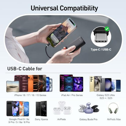 iWALK Mini Portable Charger 10,000mAh, 22.5W USB-C Fast Charging Power Bank with Built-in Cable, Travel Essential Ultra-Small Battery Pack Compatible for iPhone 17/16/16 Pro/15, Samsung, Google, Black - color: Black 22.5W