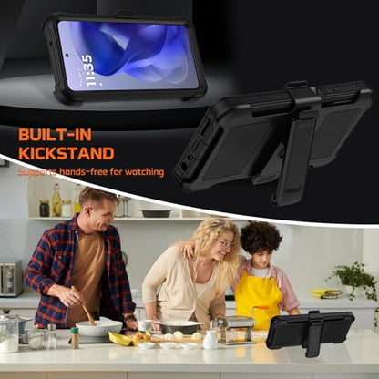 for Moto G Power 5G 2026/2025 Case with Belt Clip Holster,Military Grade Anti-Drop Shockproof Defender Phone Cases 2X Screen Protector,2 Layers Rugged Heavy Duty Protective Bumper Cover (Black) - color: Black