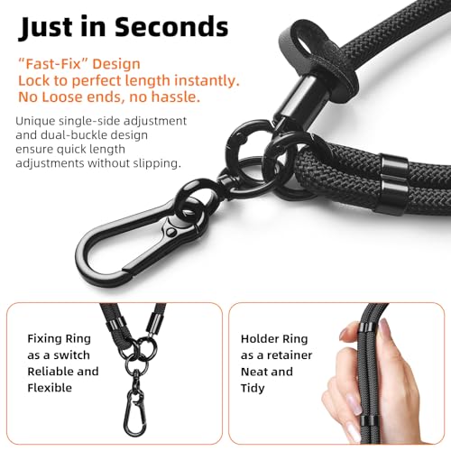 Phone Lanyard Crossbody, Anti-Theft Strap for iPhone/Samsung - color: Black