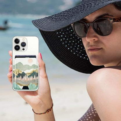 for MagSafe Wallet,Magnetic Card Holder for Phone Case - color: Summer Mountain