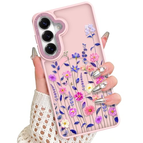 Magnetic Case for Samsung Galaxy S26, Pink Floral Sprigs | Compatible with MagSafe, Frosted Shockproof Cover, Cute Flower Design, Slim Phone Case for Women Girls - color: Pink Floral Sprigs, size: Samsung Galaxy S26