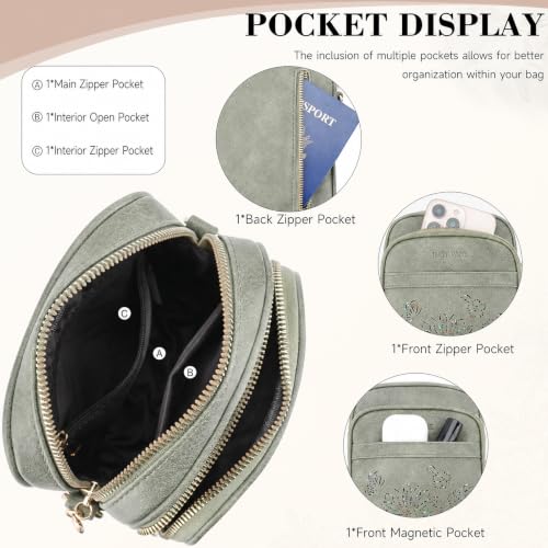 Small Crossbody Bags for Women, RFID Phone Purse with Card Slots, Triple Compartments Lightweight Shoulder Bag - color: 11-green