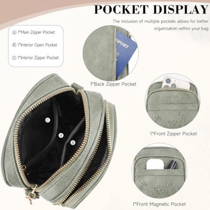 Small Crossbody Bags for Women, RFID Phone Purse with Card Slots, Triple Compartments Lightweight Shoulder Bag - color: 11-green