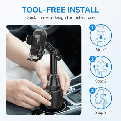 Car Cup Phone Holder 360° Rotation Mount with Expandable Base