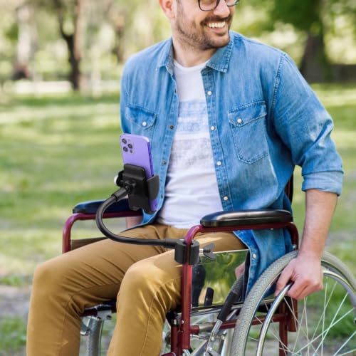 EEEKit Gooseneck Wheelchair Phone Holder - Cell Phone Handlebar Clamp Mount