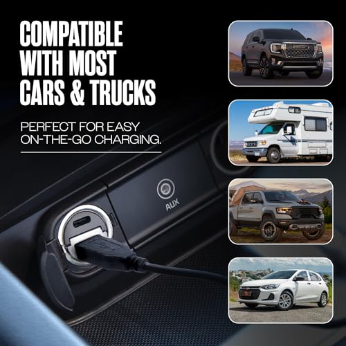 30W Dual-Port Cigarette Lighter USB Charger for iPhone & Samsung, USB-C & A