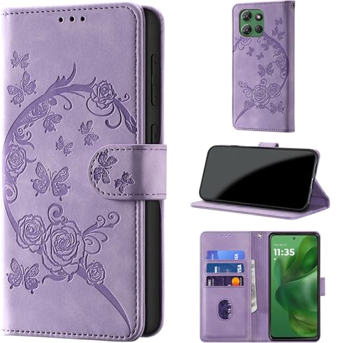 Wallet Case for Motorola Moto G Power (2025), Purple | RFID Blocking, Magnetic Closure, Card Holder, Kickstand, Shockproof Flip Cover - color: Purple