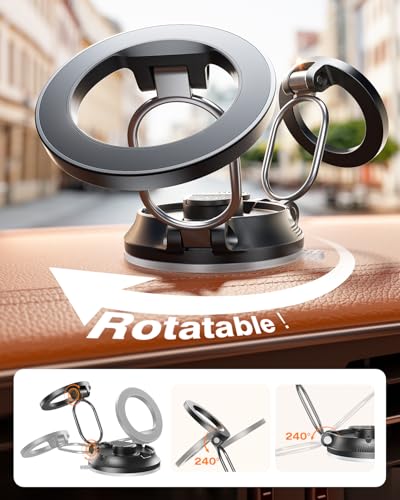 SUPERONE Car Phone Holder for Magsafe, 360° Adjustable Magnetic Car Mount - color: Black