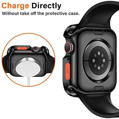 Amizee Rugged Case Compatible with Apple Watch Case Series 9/8/7 41mm SE 3/2/1 Series 6/5/4 40mm, Soft TPU Shockproof Bumper Drop Proof Protective Cover Compatible with iWatch - Plating Black - color: Plating Black, size: 40mm/41mm