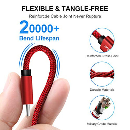 CLEEFUN Extra Long USB A USB C Cable 26ft, USB to USB C Power Cable 26 Foot - color: Red, size: 26ft