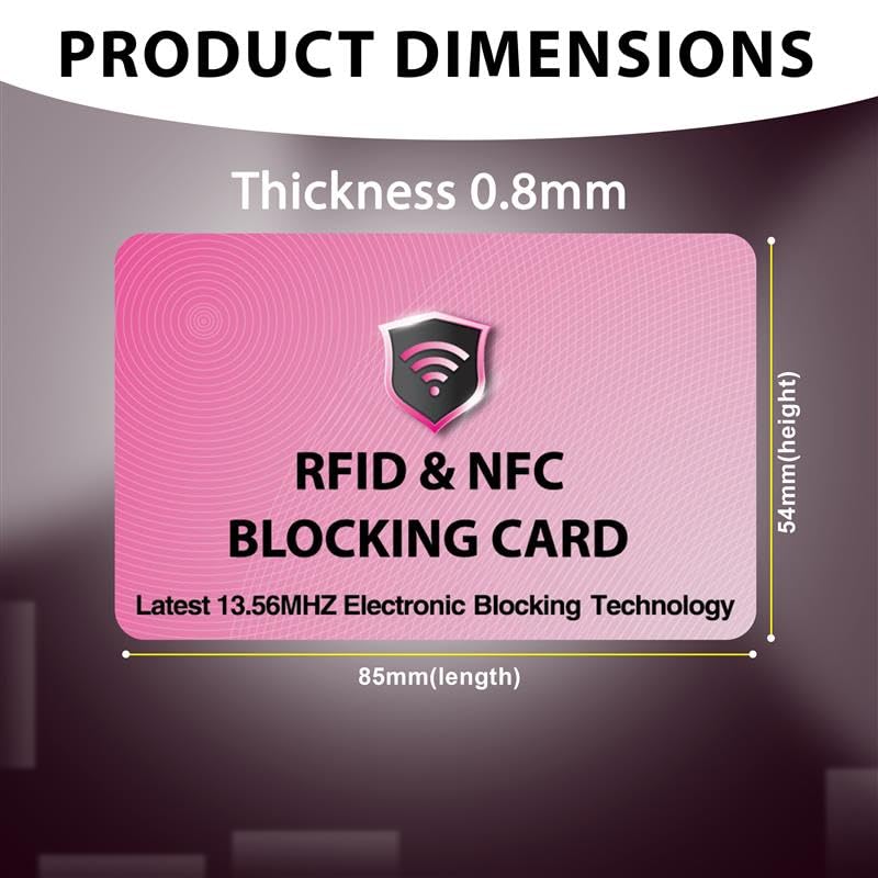 SaiTech IT 5 Pack RFID Blocking Card for Credit Debit ID Card, Pink | Slim Anti-Theft Contactless NFC RFID Blocker Protector, Easily Fit into Wallet and Purse, for Men & Women - color: Pink