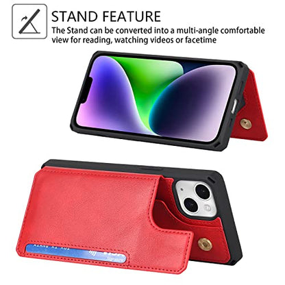Cavor for iPhone 14 Wallet Case with Card Holder for Women, Red - color: B-Red